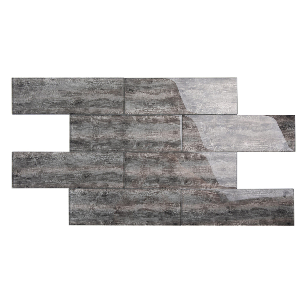 Giorbello Platinum Oak 4-in x 12-in Glossy Glass Wood Look Wall Tile (5-sq. ft/ Carton)