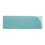 Giorbello (Sample) Teal 3-in x 9-in Glossy Glass Subway Wall Tile
