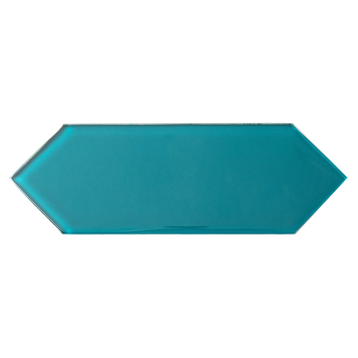 Giorbello (Sample) Dark Teal 3-in x 9-in Glossy Glass Subway Wall Tile