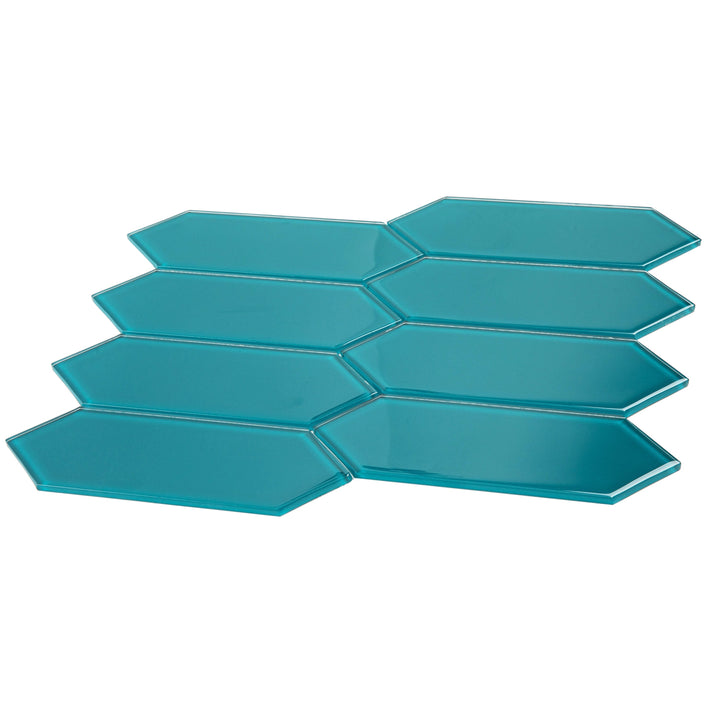 Giorbello Picket Hexagon Dark Teal 3-in x 9-in Glossy Glass Subway Wall Tile (5.8-sq. ft/ Carton)