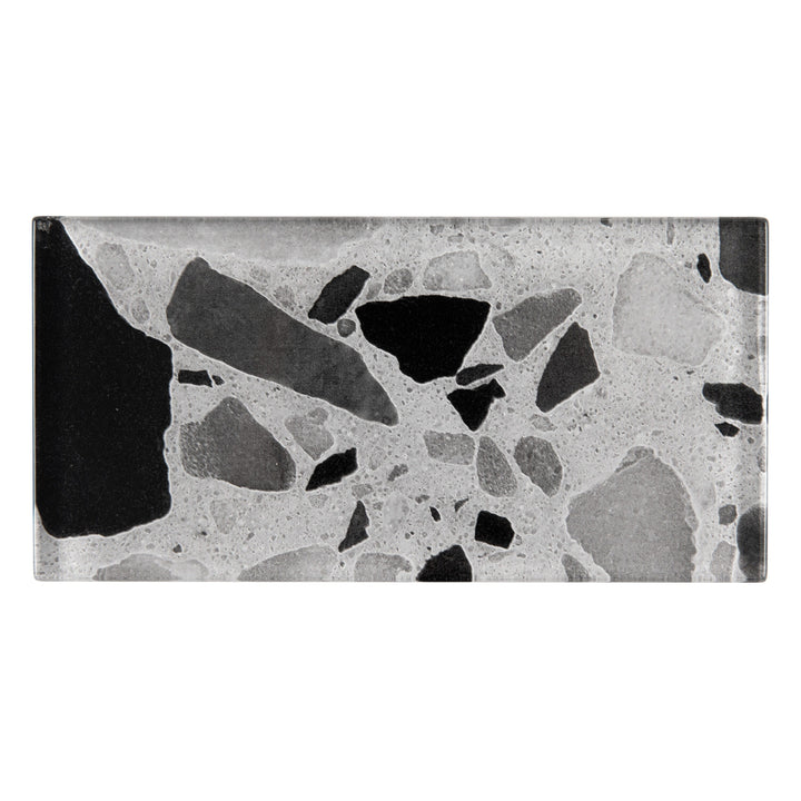 Giorbello (Sample) Silver Moonstone 3-in x 6-in Glossy Glass Stone Look Wall Tile