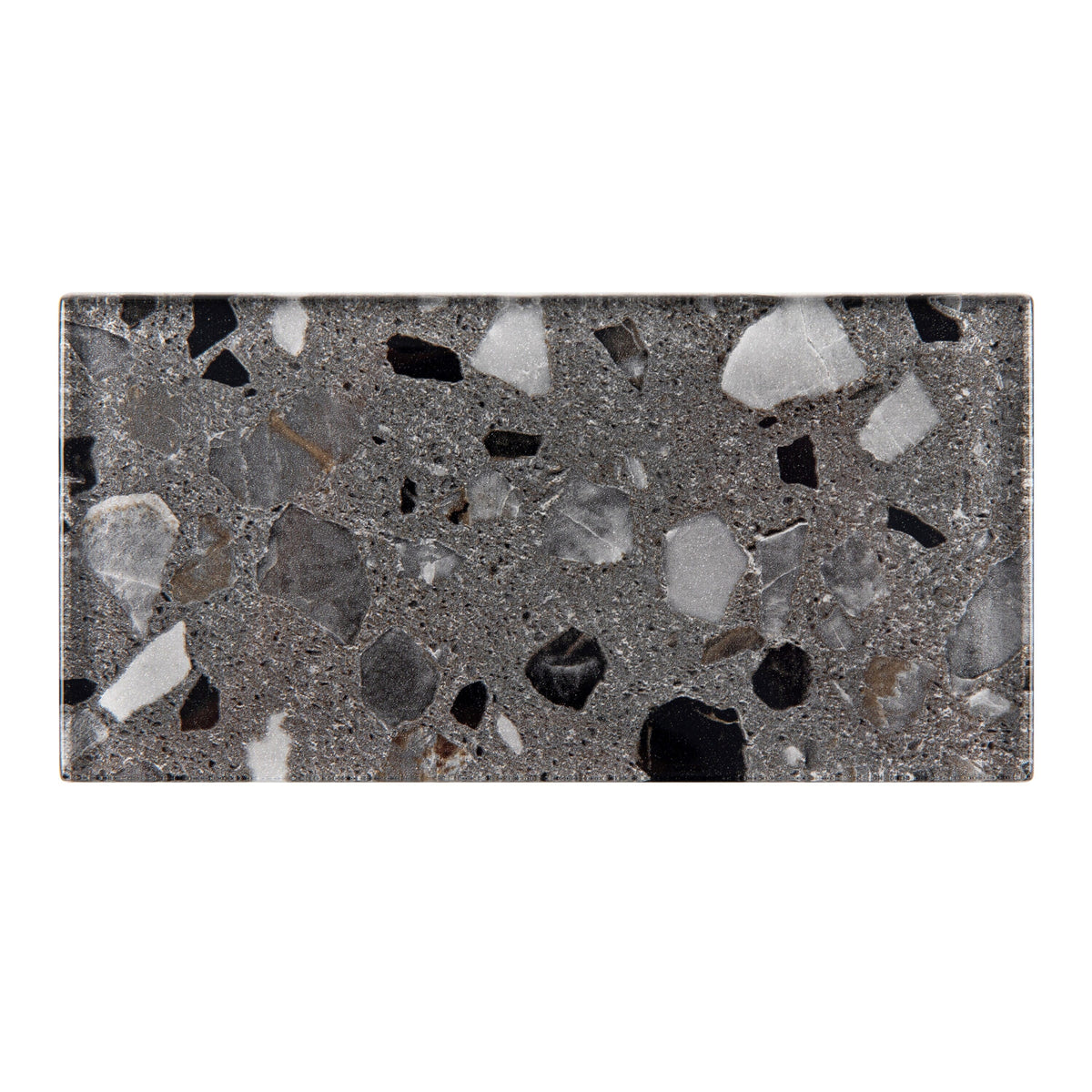 Giorbello (Sample) Gray Earthstone 3-in x 6-in Glossy Glass Stone Look Wall Tile