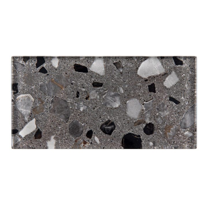Giorbello (Sample) Gray Earthstone 3-in x 6-in Glossy Glass Stone Look Wall Tile