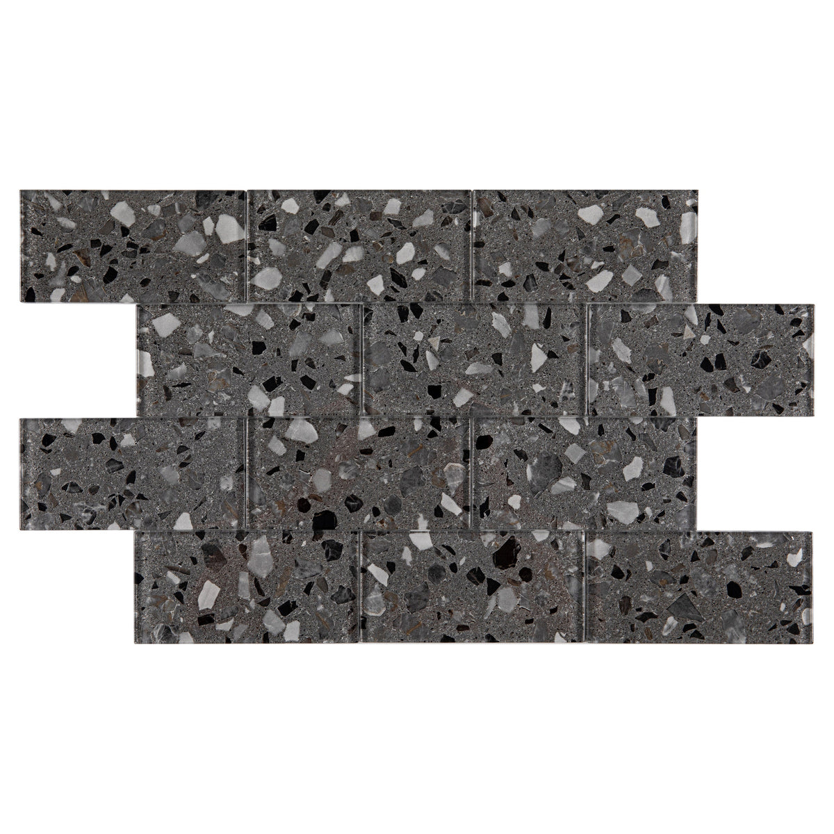 Giorbello Gray Earthstone 3-in x 6-in Glossy Glass Stone Look Wall Tile (5-sq. ft/ Carton)