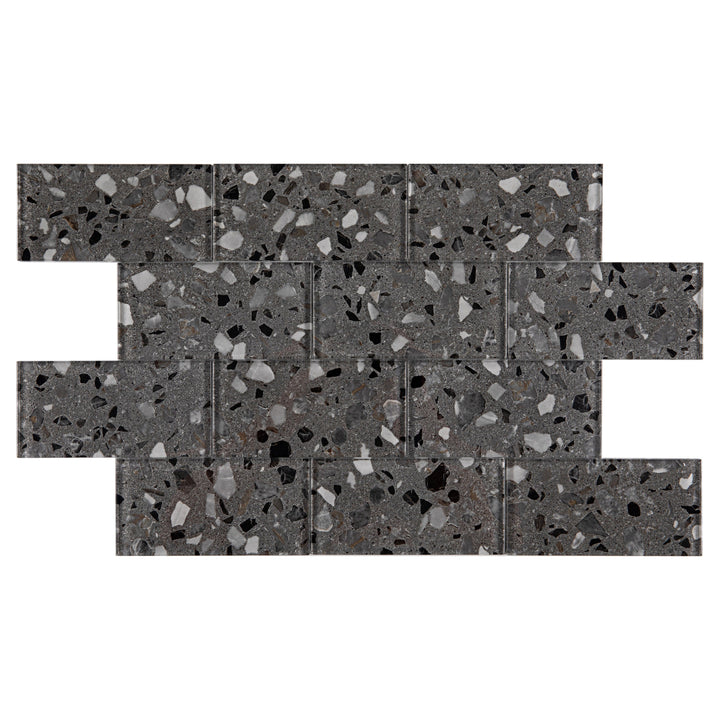 Giorbello Gray Earthstone 3-in x 6-in Glossy Glass Stone Look Wall Tile (5-sq. ft/ Carton)