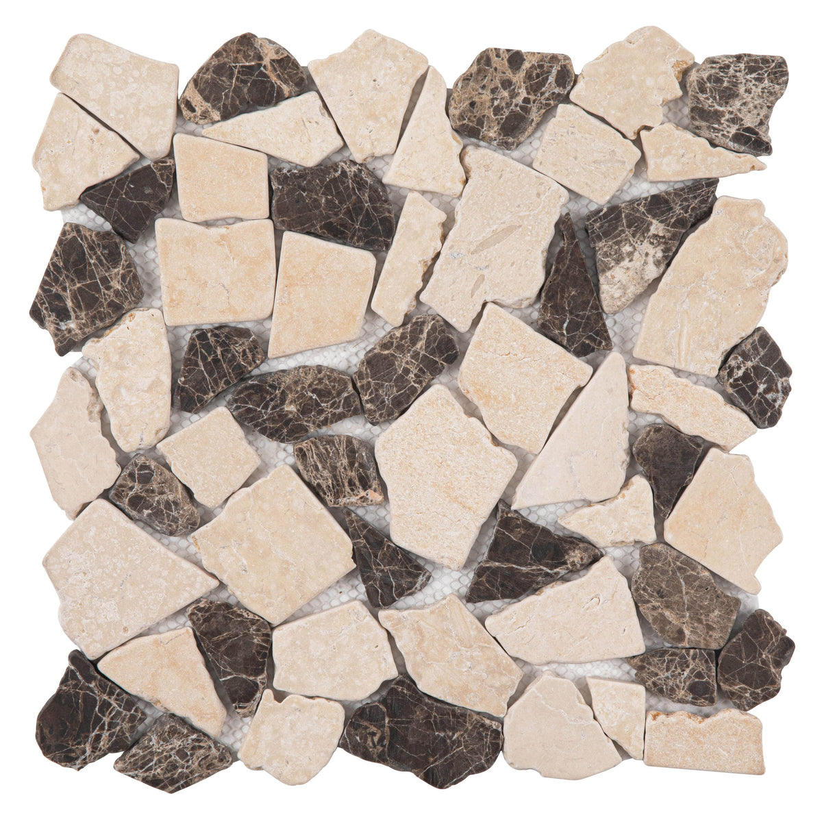 Giorbello Beige 12-in x 12-in Tumbled Natural Stone Marble Random Marble Look Floor Tile (5-sq. ft/ Carton)