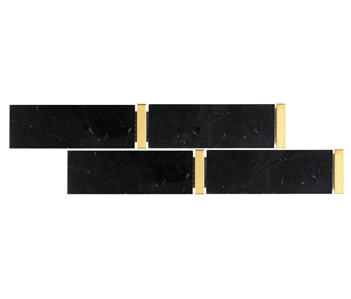 Giorbello (Sample) Black and Gold 11-in x 12-in Polished Marble Linear Marble Look Floor and Wall Tile