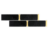 Giorbello (Sample) Black and Gold 11-in x 12-in Polished Marble Linear Marble Look Floor and Wall Tile