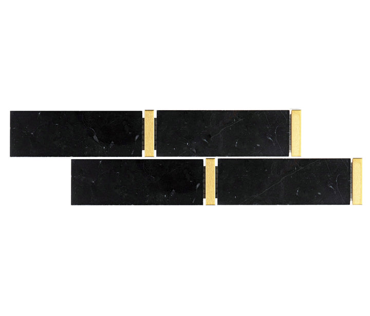 Giorbello (Sample) Black and Gold 11-in x 12-in Polished Marble Linear Marble Look Floor and Wall Tile