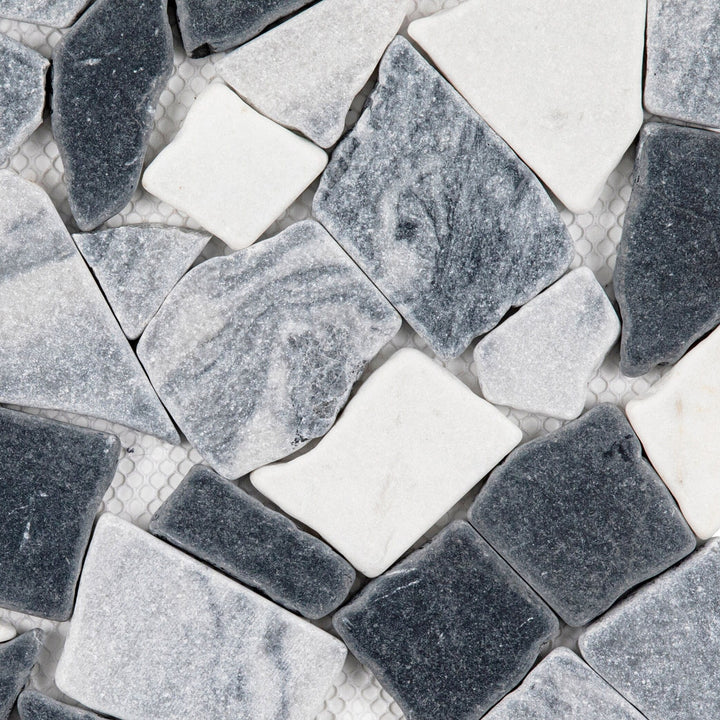 Giorbello (Sample) Gray 12-in x 12-in Matte Marble Circular Marble Look Floor and Wall Tile