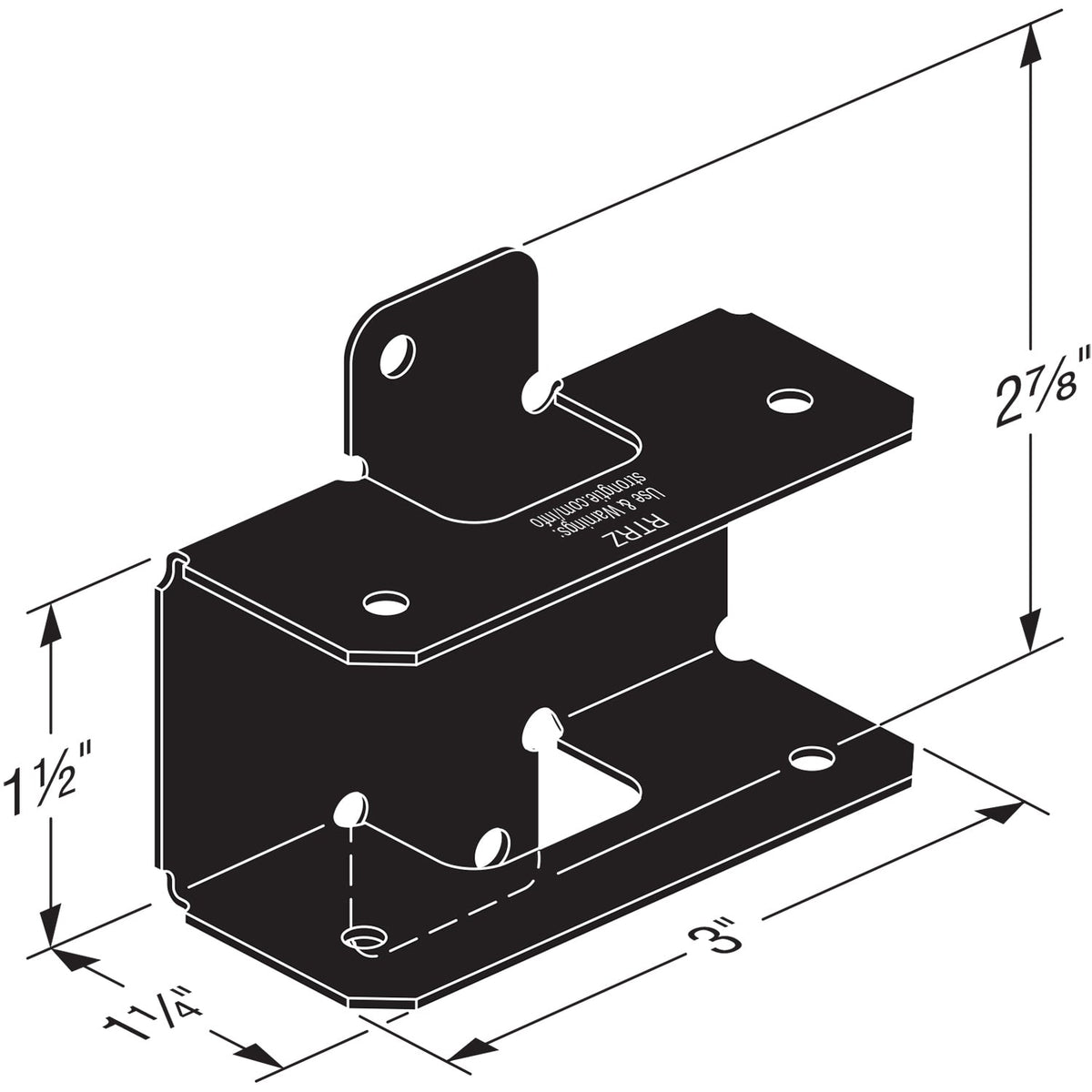 Simpson Strong-Tie 2.875-in x 3-in Rigid Tie Zmax Galvanized with Black Powder Coat Steel Rail Bracket