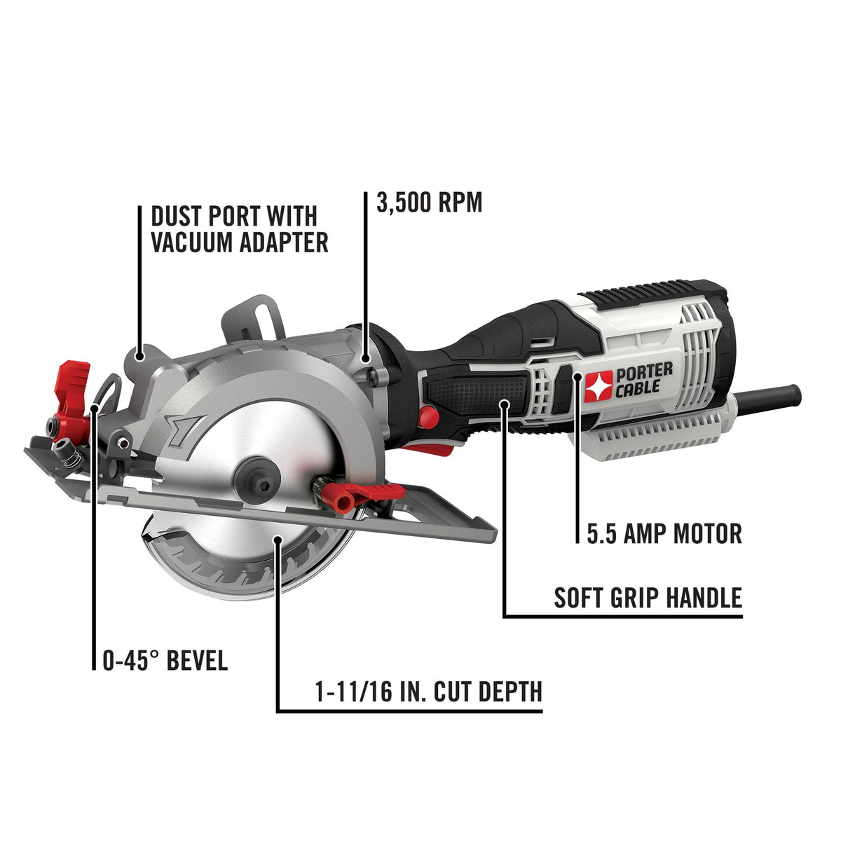 PORTER-CABLE 5.5-Amp 4-1/2-in Corded Circular Saw with Aluminum Shoe