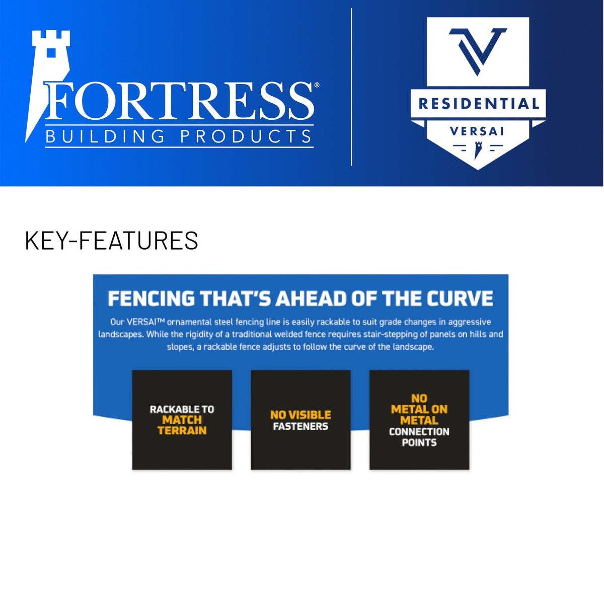 Fortress Building Products Versai 6-ft H x 2-in W Gloss Black Galvanized Steel Spaced Picket Privacy Fence Post