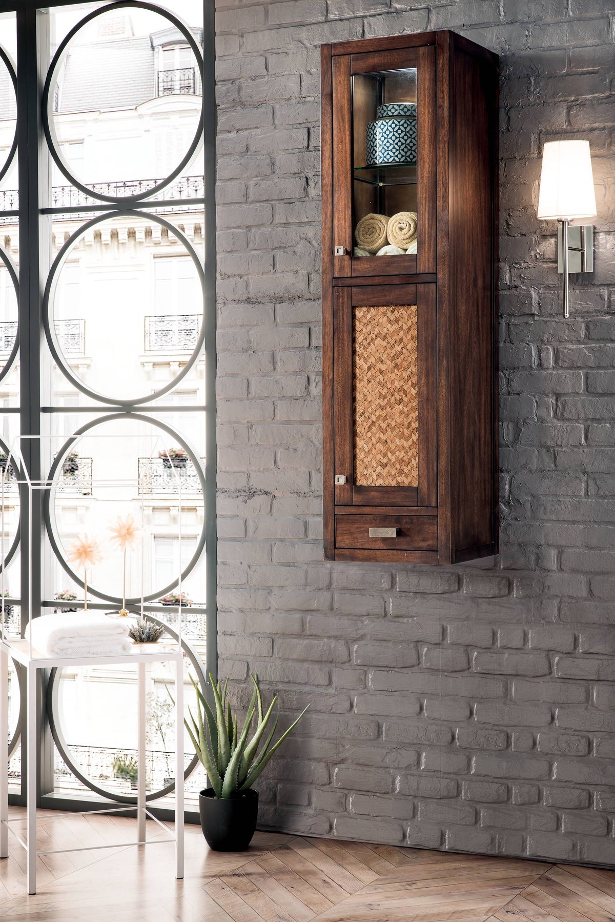 James Martin Vanities Addison 14.9-in x 55.6-in x 14.9-in Mid-century Acacia Soft Close Bathroom Wall Cabinet