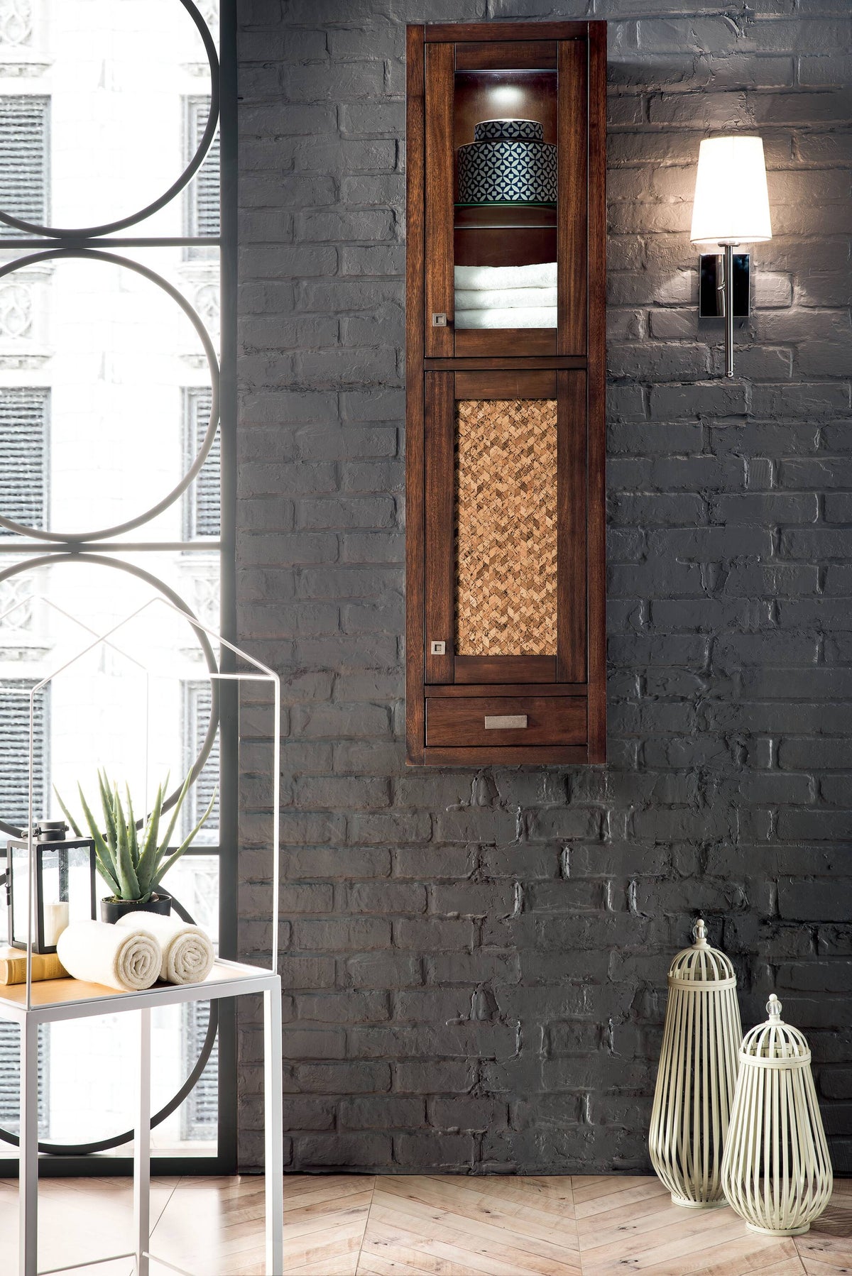 James Martin Vanities Addison 14.9-in x 55.6-in x 14.9-in Mid-century Acacia Soft Close Bathroom Wall Cabinet