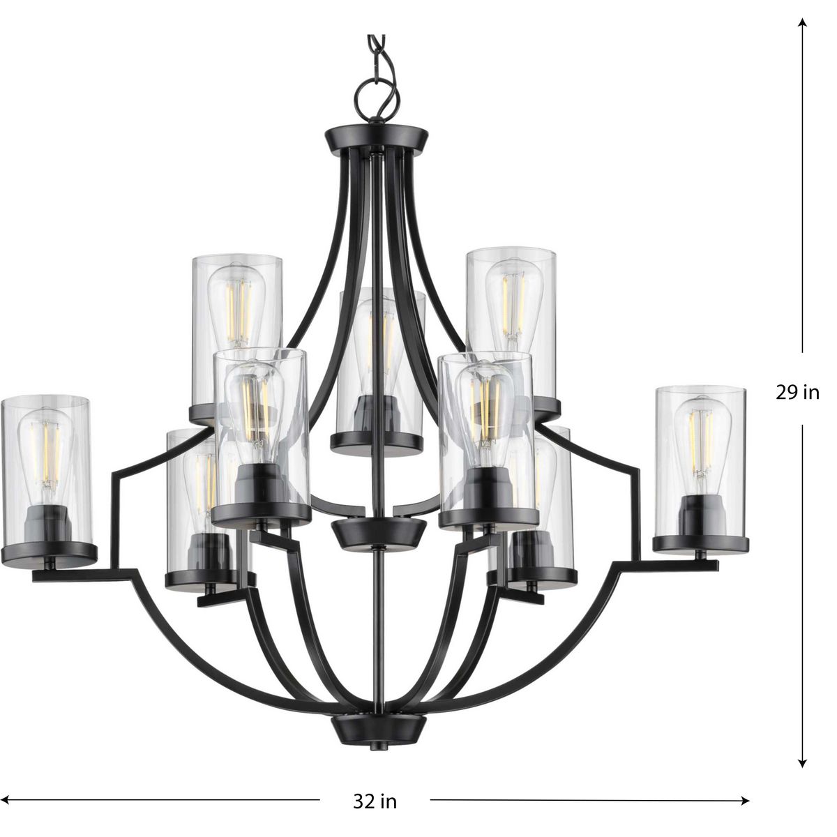 Progress Lighting Lassiter 9-Light Matte Black Traditional Chandelier