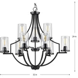 Progress Lighting Lassiter 9-Light Matte Black Traditional Chandelier