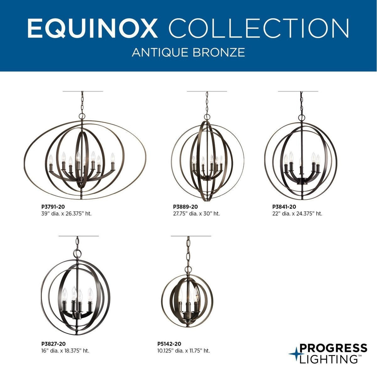 Progress Lighting Equinox 6-Light Gray Transitional Chandelier