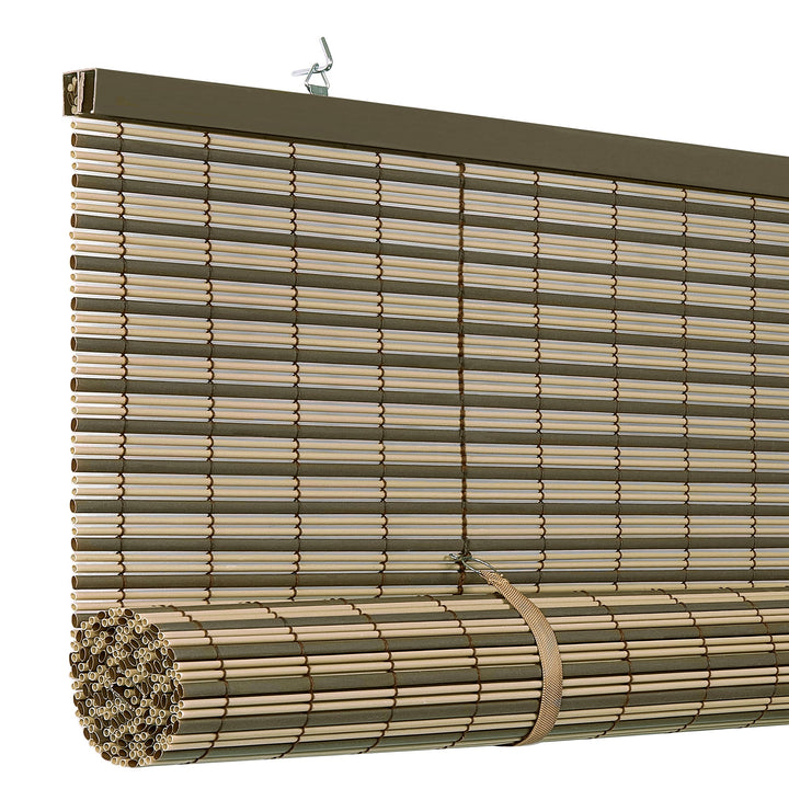 Achim Cordless Veranda 0.25-in Slat Width 30-in x 72-in Cordless Cocoa/Almond Vinyl Room Darkening Roll-Up Blinds