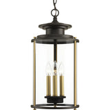 Progress Lighting Squire 3-Light Antique Bronze Traditional Clear Glass Lantern Mini Indoor/Outdoor Hanging Pendant Light