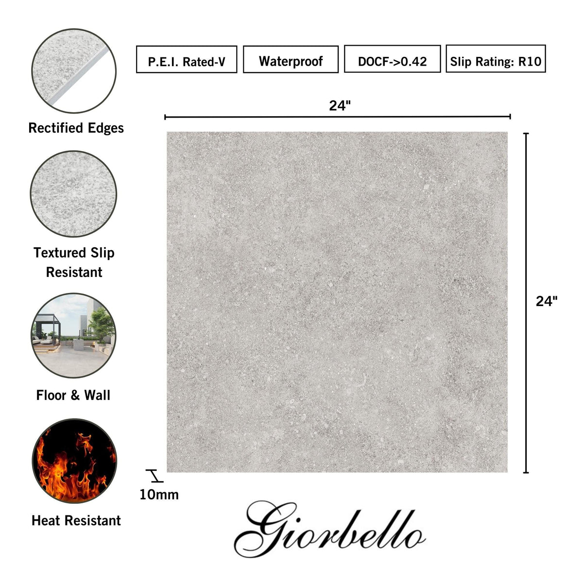 Giorbello Ambience Natural Silver 24-in x 24-in Matte Porcelain Stone Look Floor Tile (12-sq. ft/ Carton)