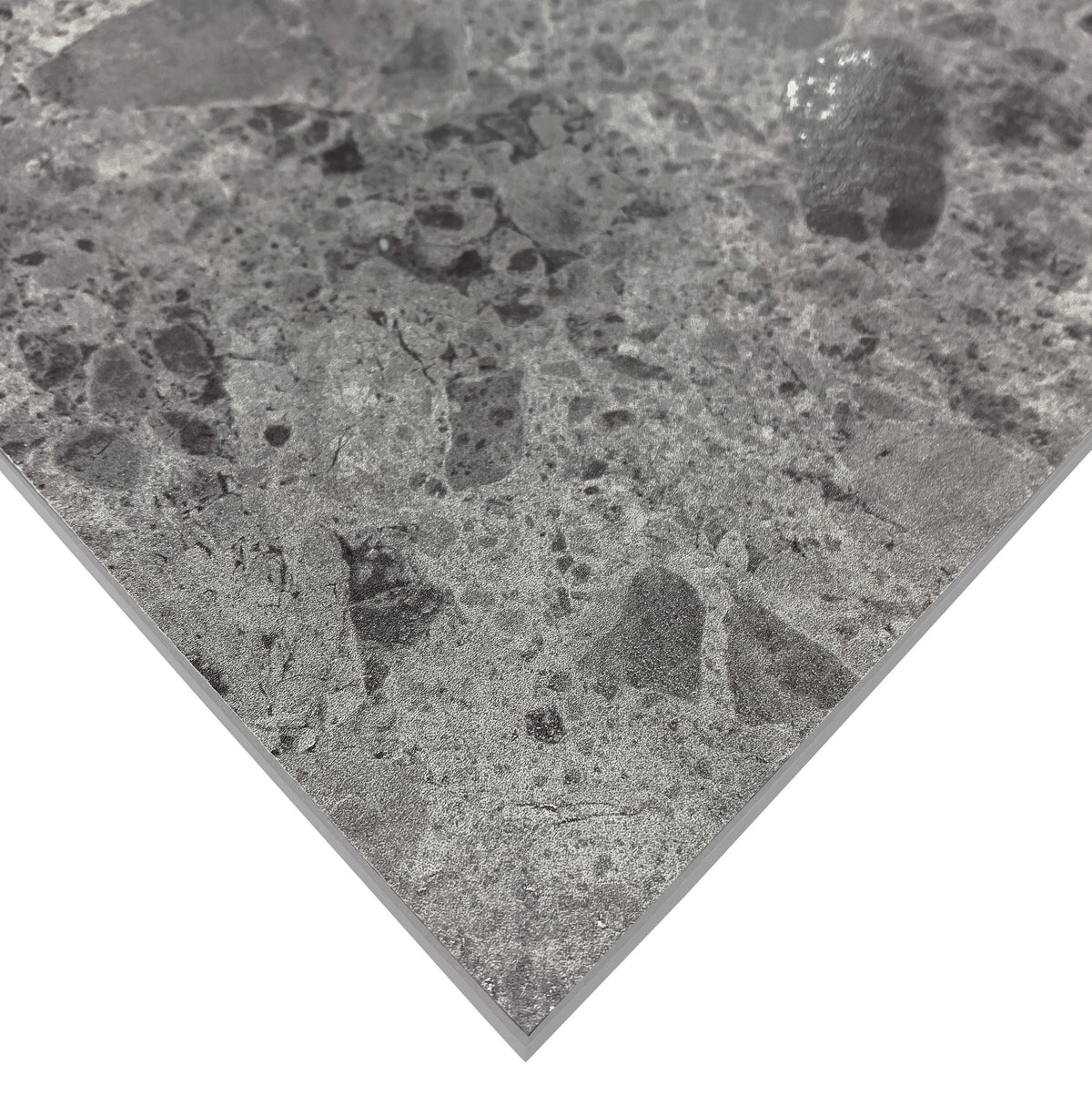 Giorbello (Sample) Ambience Terrazzo Deep Gray 24-in x 24-in Matte Porcelain Stone Look Floor and Wall Tile