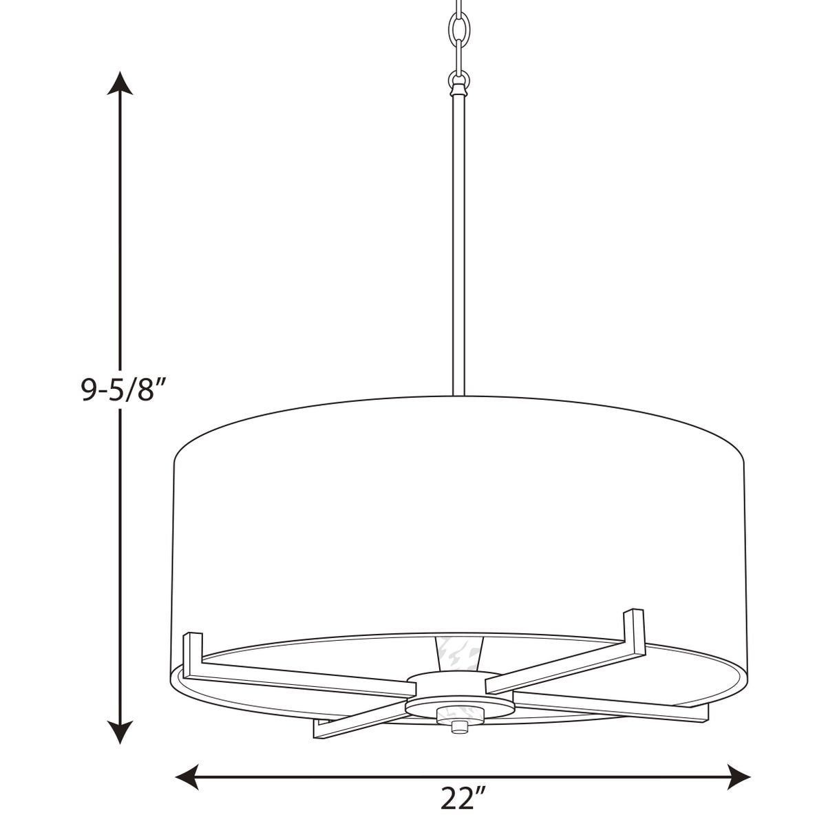 Progress Lighting Palacio 4-Light Vintage Gold Modern/Contemporary Drum Medium Hanging Pendant Light