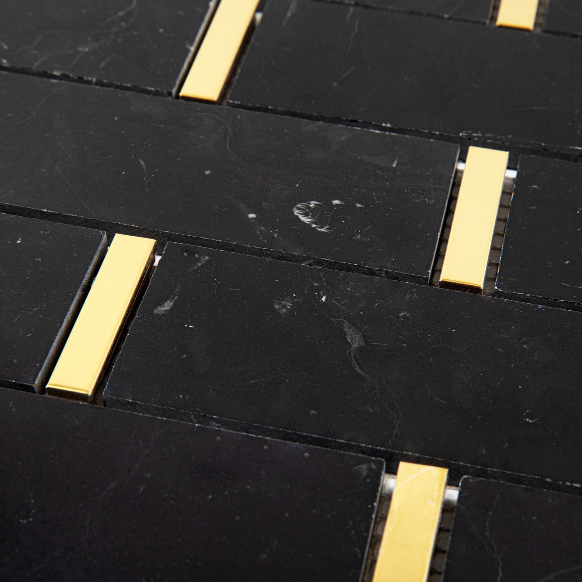 Giorbello Black and Gold 11-in x 12-in Polished Natural Stone Marble Linear Marble Look Floor Tile (4.8-sq. ft/ Carton)
