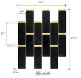 Giorbello Black and Gold 11-in x 12-in Polished Natural Stone Marble Linear Marble Look Floor Tile (4.8-sq. ft/ Carton)