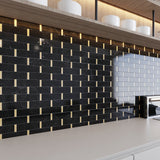 Giorbello Black and Gold 11-in x 12-in Polished Natural Stone Marble Linear Marble Look Floor Tile (4.8-sq. ft/ Carton)