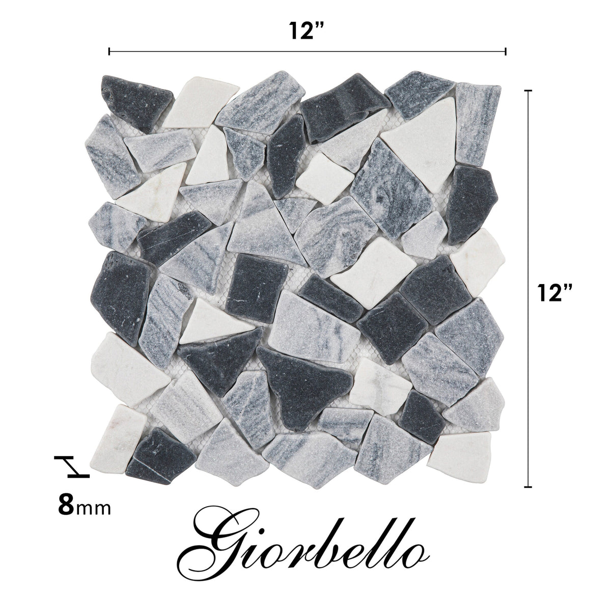 Giorbello Gray 12-in x 12-in Tumbled Natural Stone Marble Random Marble Look Floor Tile (5-sq. ft/ Carton)