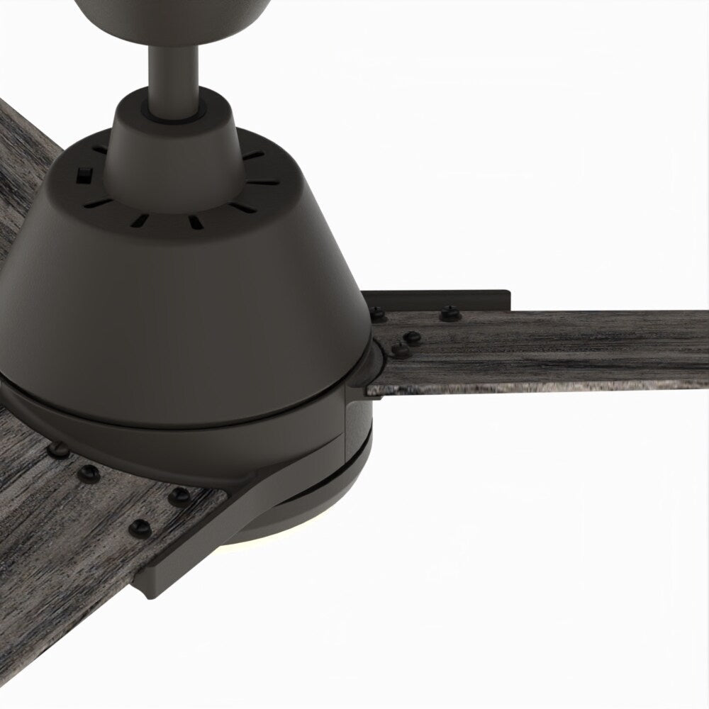 Fanimation Studio Collection Pyramid 52-in Matte Greige LED Indoor/Outdoor Ceiling Fan with Remote, Weathered Wood Blades (3-Blade)