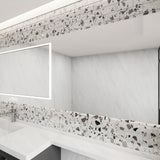 Giorbello (Sample) Silver Moonstone 3-in x 6-in Glossy Glass Stone Look Wall Tile
