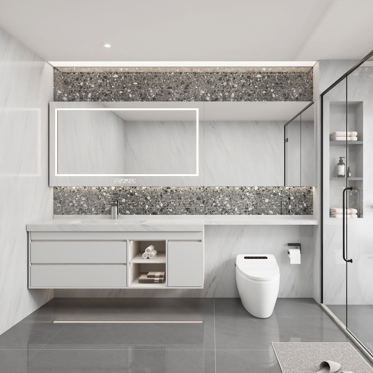Giorbello Gray Earthstone 3-in x 6-in Glossy Glass Stone Look Wall Tile (5-sq. ft/ Carton)