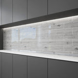 Giorbello Silver Cedar 4-in x 12-in Glossy Glass Wood Look Wall Tile (5-sq. ft/ Carton)