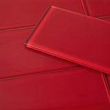 Giorbello Ruby Red 3-in x 9-in Glossy Glass Subway Wall Tile (5-sq. ft/ Carton)