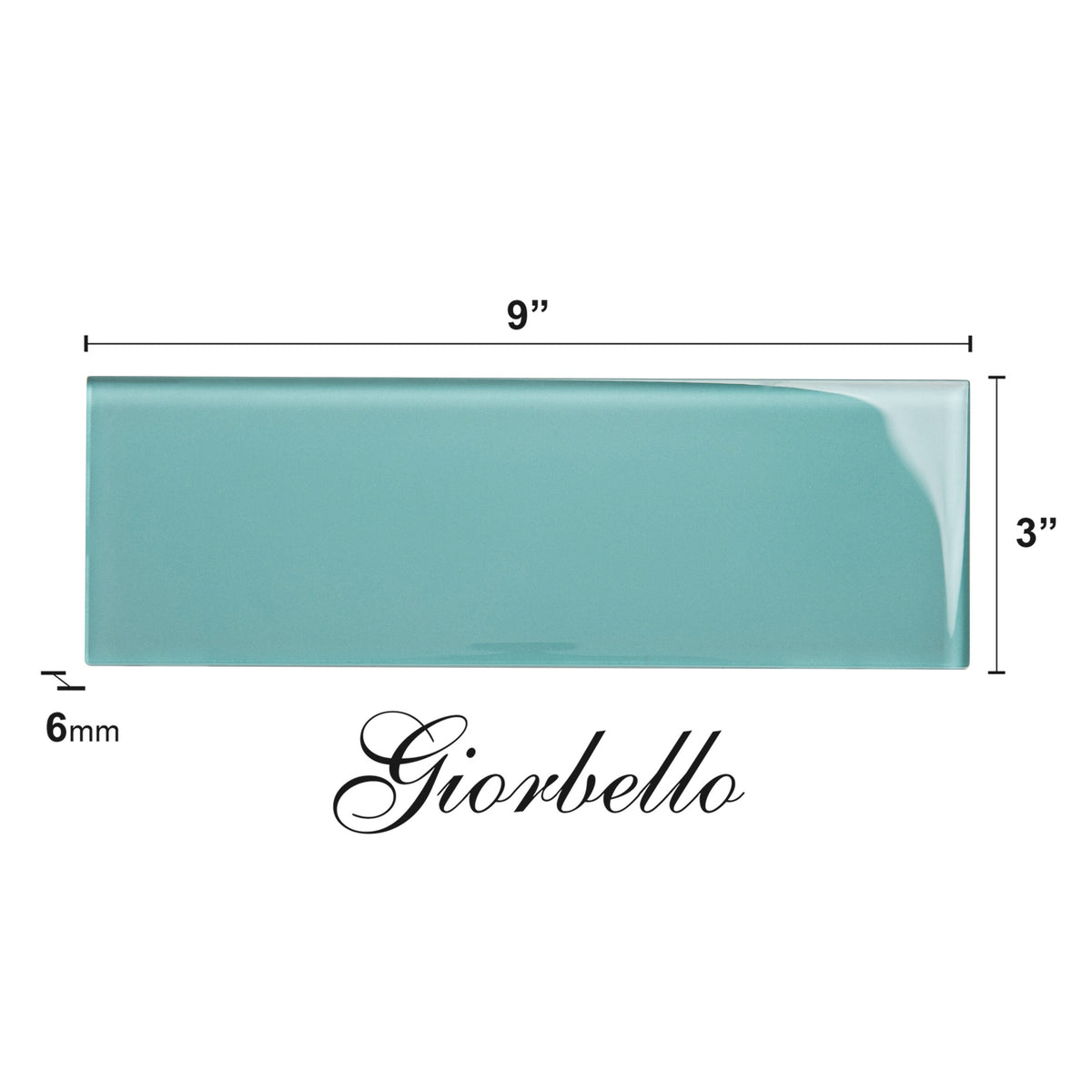 Giorbello Teal 3-in x 9-in Glossy Glass Subway Wall Tile (5-sq. ft/ Carton)