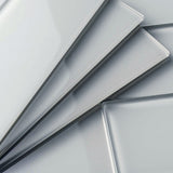 Giorbello (Sample) True Gray 3-in x 9-in Glossy Glass Subway Wall Tile