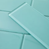 Giorbello Teal 3-in x 9-in Glossy Glass Subway Wall Tile (5-sq. ft/ Carton)