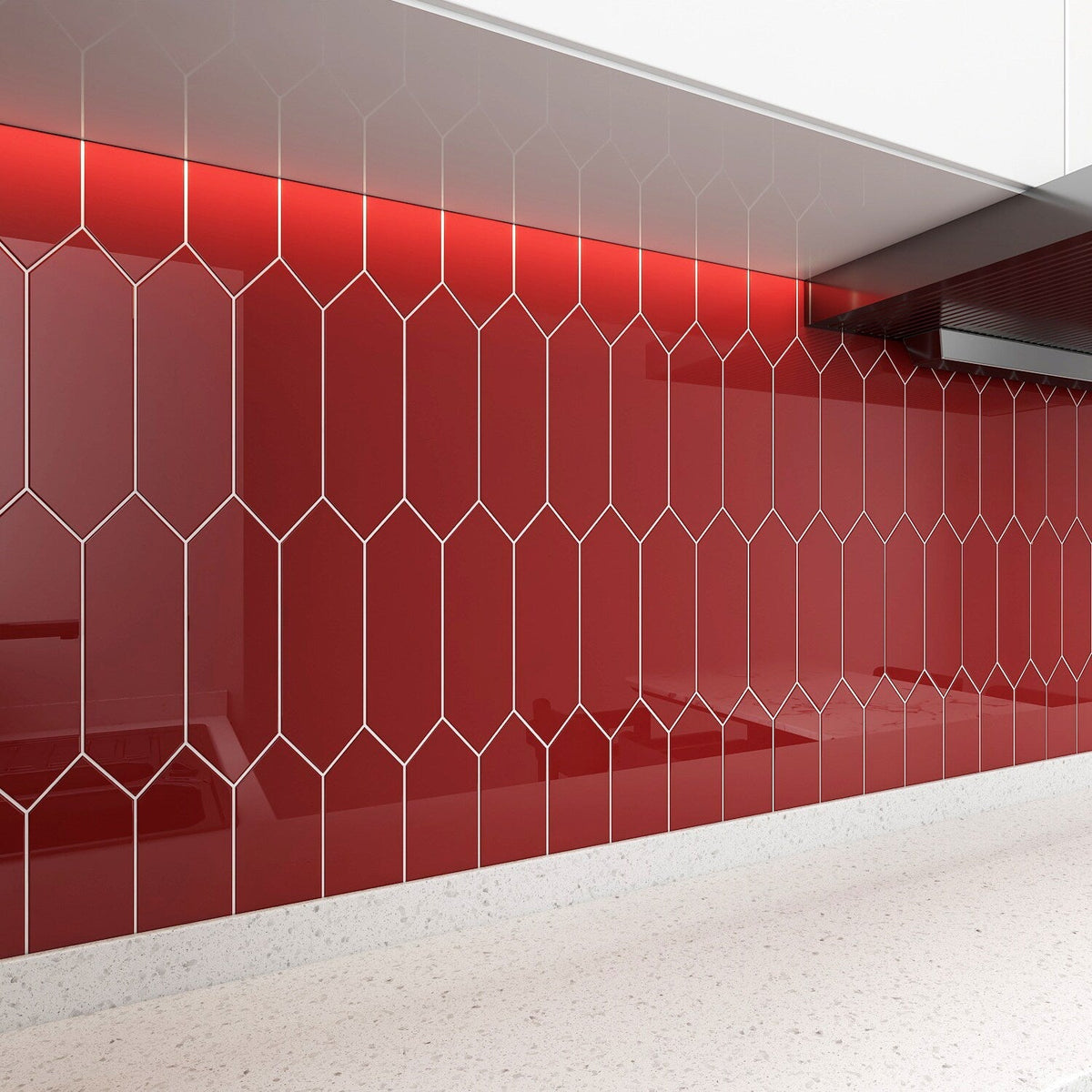 Giorbello (Sample) Ruby Red 3-in x 9-in Glossy Glass Subway Wall Tile