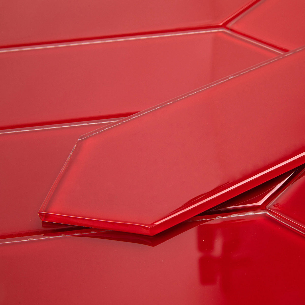 Giorbello (Sample) Ruby Red 3-in x 9-in Glossy Glass Subway Wall Tile