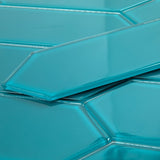 Giorbello Picket Hexagon Dark Teal 3-in x 9-in Glossy Glass Subway Wall Tile (5.8-sq. ft/ Carton)