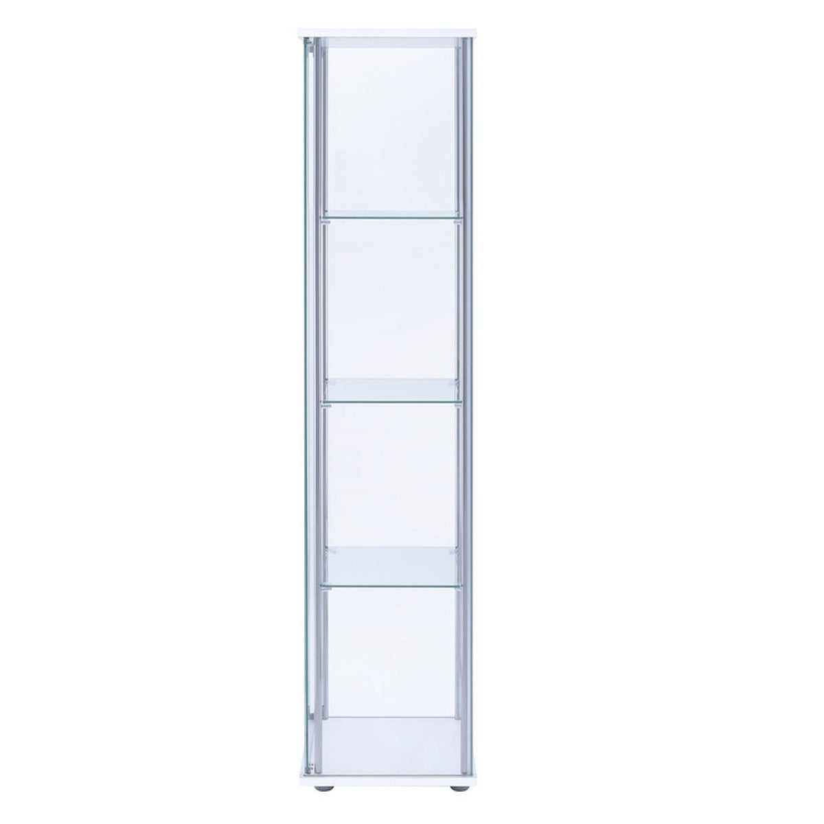 Benzara Contemporary/Modern Clear and White Metal Curio Cabinet