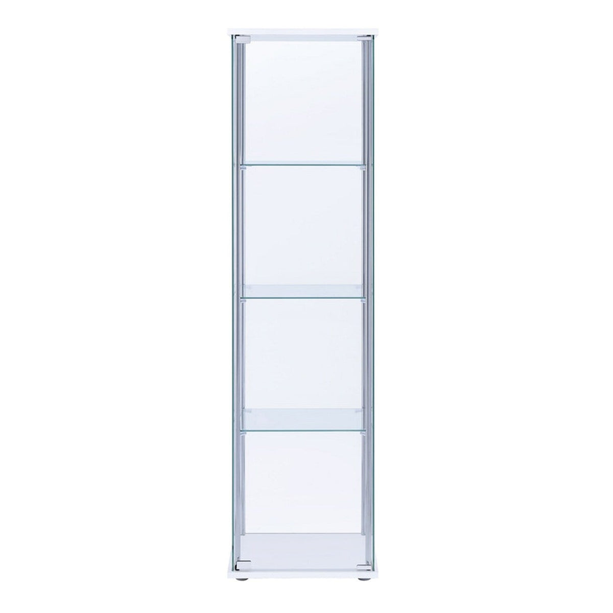 Benzara Contemporary/Modern Clear and White Metal Curio Cabinet