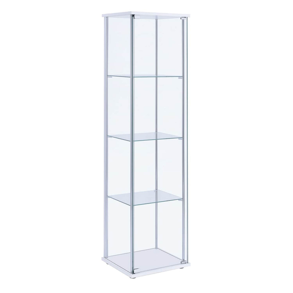 Benzara Contemporary/Modern Clear and White Metal Curio Cabinet