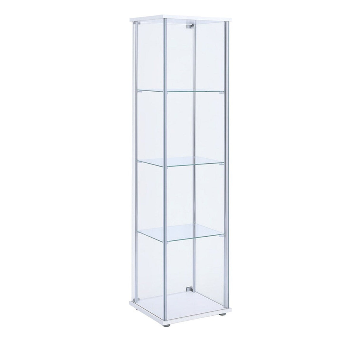 Benzara Contemporary/Modern Clear and White Metal Curio Cabinet