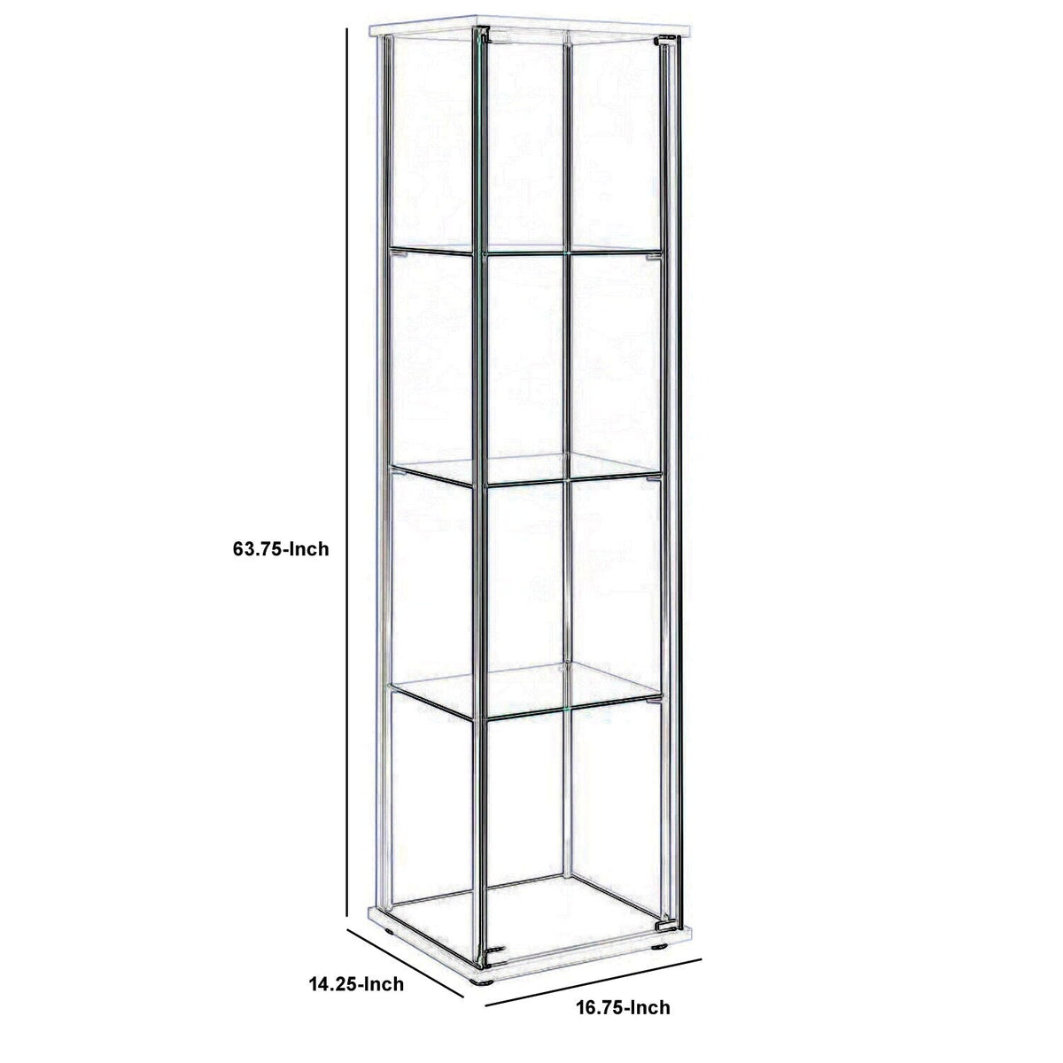 Benzara Contemporary/Modern Clear and White Metal Curio Cabinet