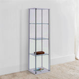 Benzara Contemporary/Modern Clear and White Metal Curio Cabinet