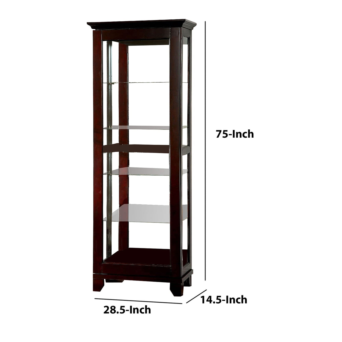 Benzara Contemporary/Modern Dark Walnut Finish Wood Curio Cabinet