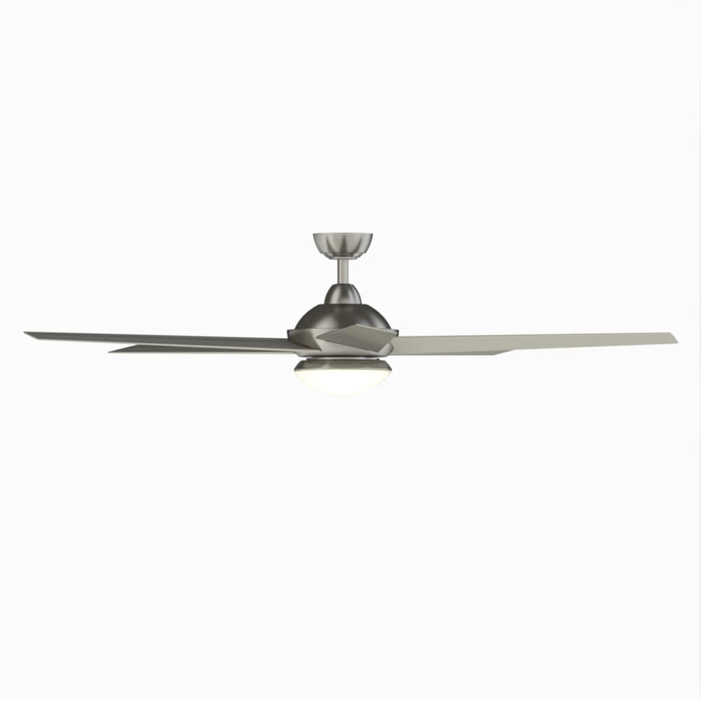 Fanimation Studio Collection Covert 64-in Brushed Nickel LED Indoor/Outdoor Ceiling Fan with Remote (5-Blade)